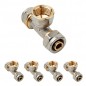 Lot de 5 Té pour tube femelle à compression multicouche 25 mm, sans machine à sertir, gris Lot de 5 Té pour tube femelle à compression multicouche 25 mm, sans machine à sertir, gris