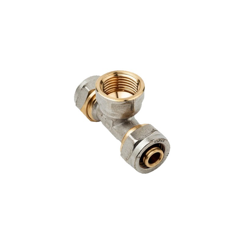 Té pour tube de compression femelle multicouche 25 mm, sans machine à sertir, gris Té pour tube de compression femelle multicouche 25 mm, sans machine à sertir, gris