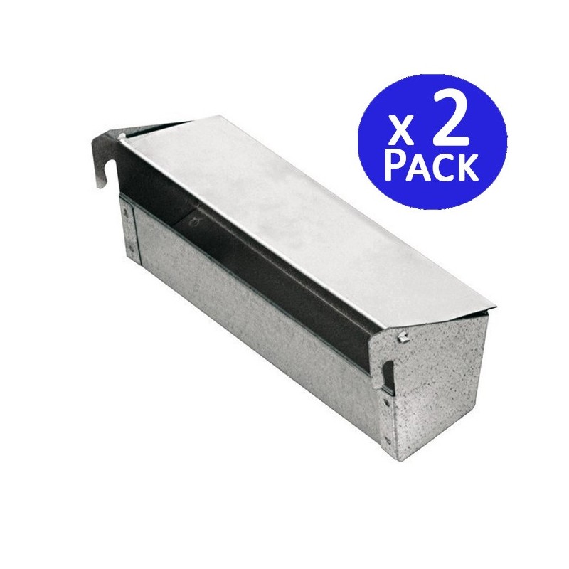 Pacote com 2 comedouros de chapa galvanizada para pássaros e canários, 22x6x8 cm - Comedouro para pássaros Pacote com 2 comedouros de chapa galvanizada para pássaros e canários, 22x6x8 cm - Comedouro para pássaros
