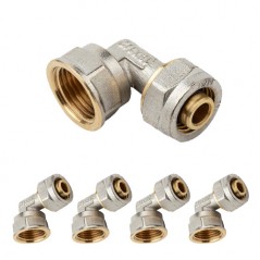 5 x Coude femelles 1'' pour tube de compression multicouche 25 mm, sans machine à sertir, gris