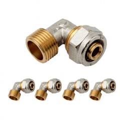 5 Stück Außenwinkelstück 1/2'' für Mehrschicht Kompressionsrohr 25mm, ohne dass eine Crimpmaschine erforderlich ist, grau