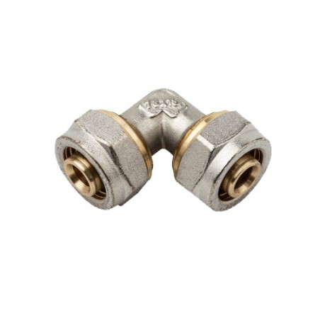 Coude pour tube multicouche à compression 16 mm, pas besoin de machine à sertir, gris.