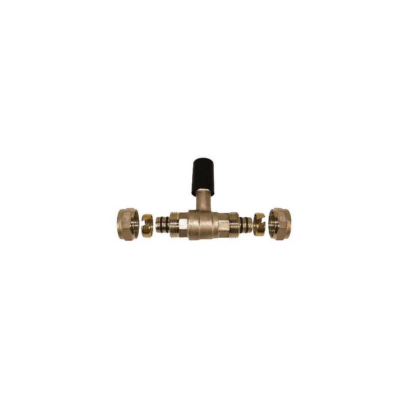 Robinet à boisseau sphérique encastré pour tube de compression multicouche de 20 mm, sans machine à presser, gris Robinet à boisseau sphérique encastré pour tube de compression multicouche de 20 mm, sans machine à presser, gris