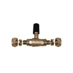 Built-in ball valve for 16 mm multi-layer compression pipe, no need for a pressing machine, grey.