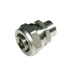 Copper adapter 15mm-16mm for 16mm multilayer compression pipe, no crimping required, gray.