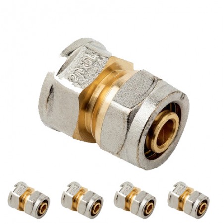 5 x 1/2'' female connector for 16 mm multilayer compression tube, no need for a crimping machine, grey