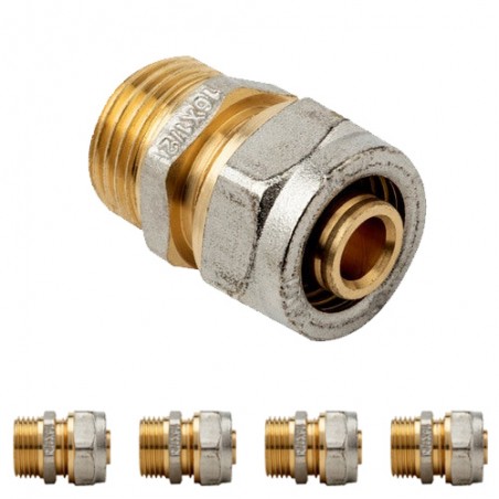 5 x 3/4'' male connector for 16 mm multilayer compression tube, no need for a crimping machine, grey