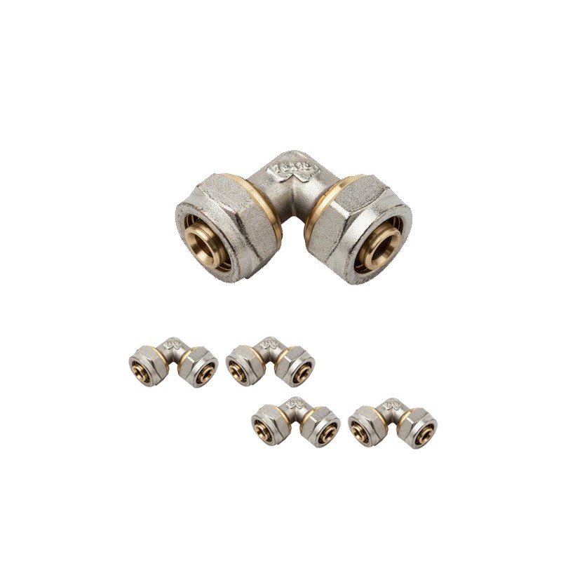 Lot de 5 Coude pour tube de compression multicouche 16 mm, sans machine à sertir, gris Lot de 5 Coude pour tube de compression multicouche 16 mm, sans machine à sertir, gris