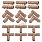 Set di Irrigazione a goccia da 16 mm: 6 T + 6 Curve + 6 Giunzioni. Colore Marrone