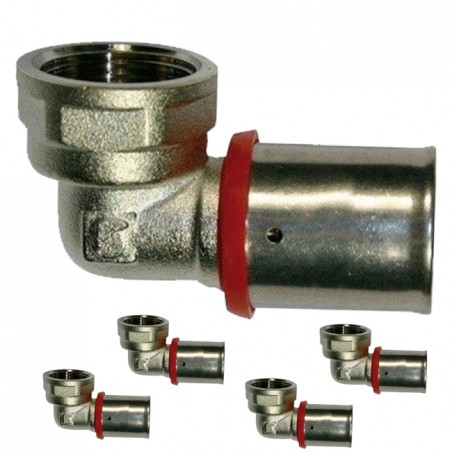 Lot de 5 Coude femelle 1'' pour tube multicouche 32 mm, à utiliser avec machine à sertir, gris