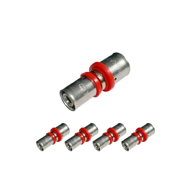 5 x Manchon réduit 32-25 mm pour tube multicouche 32 mm, à utiliser avec machine à sertir, gris