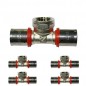 5 Stück T 3/4'' Innen für Mehrschichtrohr 25mm, zur Verwendung mit einer Crimpmaschine, grau