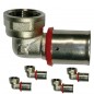 Set di 5 Gomito femmina da 3/4'' per tubo multistrato da 25 mm, utilizzo con aggraffatrice, grigio
