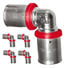 5 Stück Winkelstücken für Mehrschichtrohre 25mm, Verwendung mit Crimpmaschine, grau