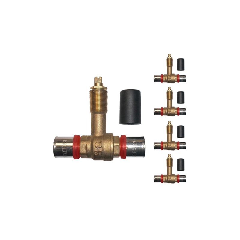 Pack of 5 x Ball valve for 16 mm multilayer tube, for use with crimping machine, grey.