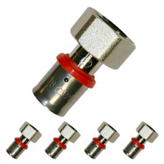 Lot de 5 Raccord fou 3/4'' pour tube multicouche 20 mm, à utiliser avec machine à sertir, gris