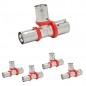 Lot de 5 Té femelle 1/2'' pour tube multicouche 20 mm, à utiliser avec machine à sertir, gris