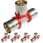 Pacote de 5 Tees para tubos multicamadas de 20 mm para uso com máquinas de crimpagem Pacote de 5 Tees para tubos multicamadas de 20 mm para uso com máquinas de crimpagem