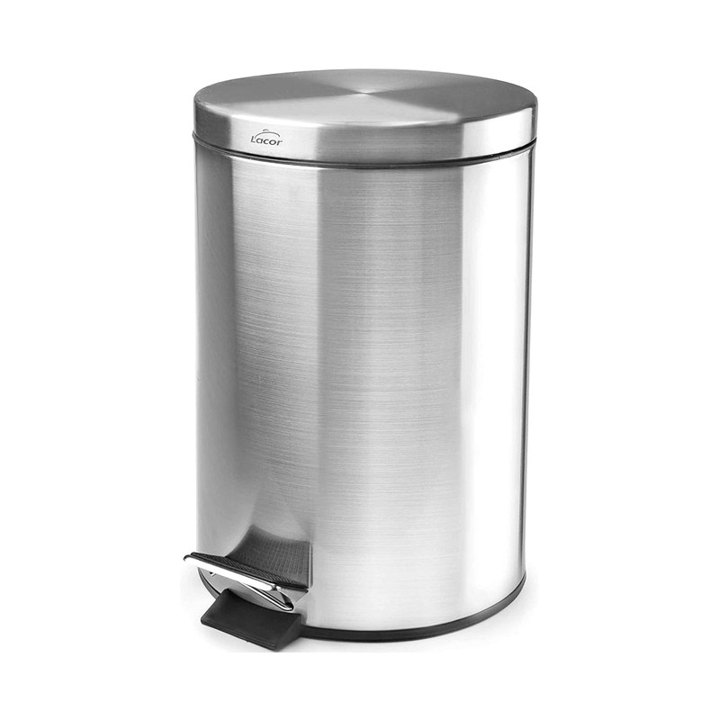 Poubelle en acier inoxydable avec pédale et seau pour salle de bain, capacité 12 litres, dimensions 25x40 cm