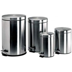Trash can made of stainless steel with pedal and bucket for bathroom, 20 liter capacity, 29x45 cm