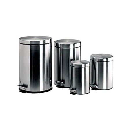 Poubelle en acier inoxydable avec pédale et seau pour salle de bain, capacité 12 litres, dimensions 25x40 cm