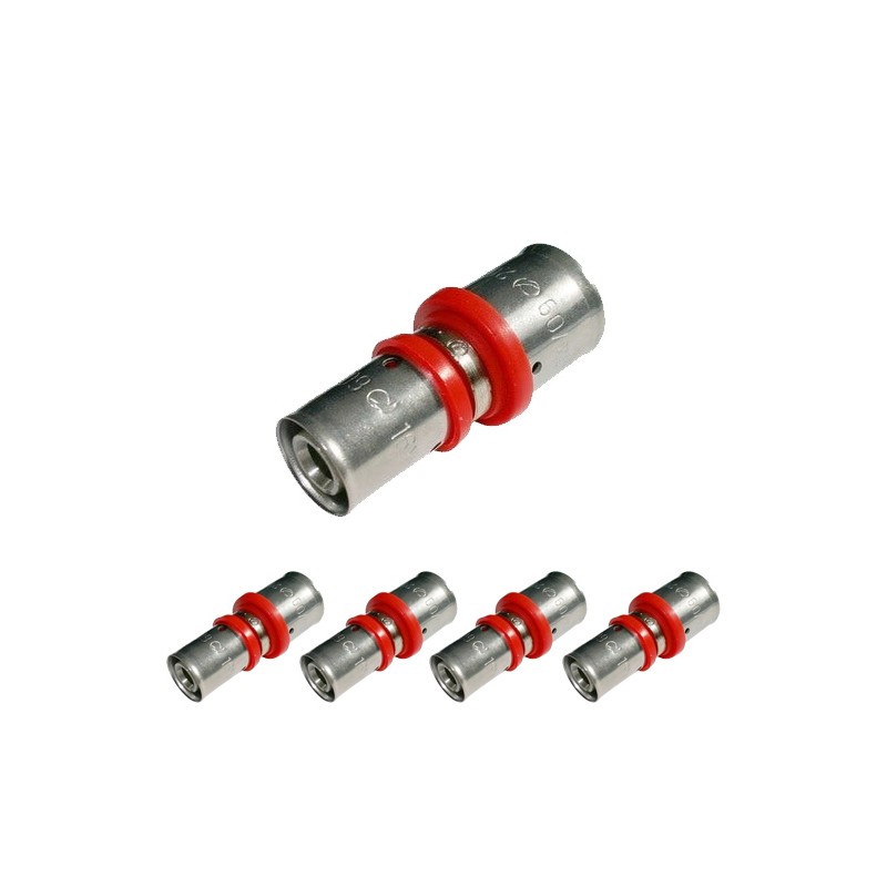 5 Stück Reduzierhülse 20-16 mm für Mehrschichtrohr 20mm, Verwendung mit Crimpmaschine, grau