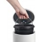 Pedal trash can for bathroom, made of stainless steel with matte finish, 16.8 x 25 cm, White Pedal trash can for bathroom, made of stainless steel with matte finish, 16.8 x 25 cm, White