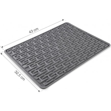 Escorredor de pratos, Tapete de silicone para pratos e talheres, Tapete para secar louças, Enrolável, 43x32,5 cm