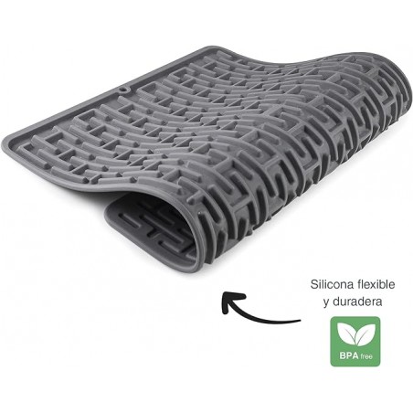 Escorredor de pratos, Tapete de silicone para pratos e talheres, Tapete para secar louças, Enrolável, 43x32,5 cm