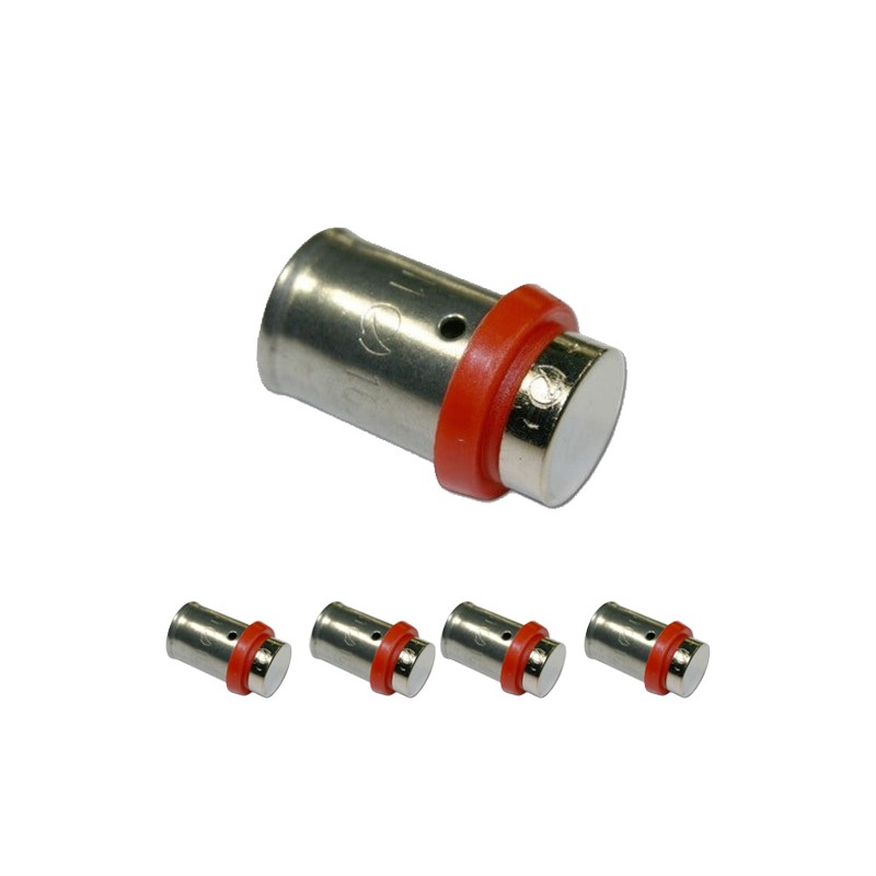 Pack of 5 x 16 mm multilayer tube plugs, for use with crimping machines.