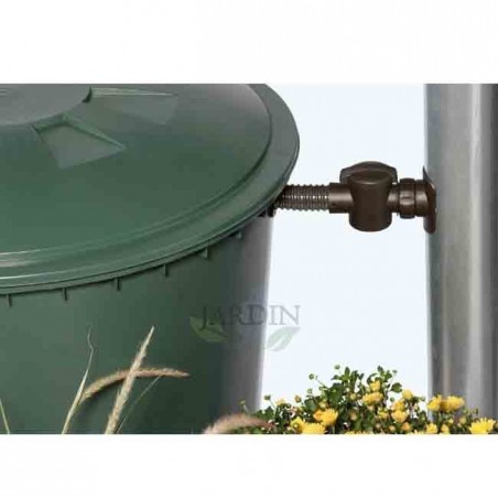 Depósito de Agua de Polipropileno 200 L Graf. Recuperador de agua con Tapadera + Grifo, 77x80 cm, verde