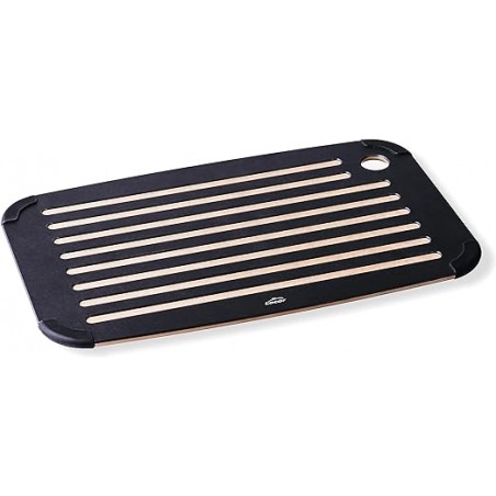 Tabla para Cortar Pan, Fibra de Madera Natural y Ecológica, Silicona, Superficie Lisa y Acanalada, 40x25x0.65cm, Negro