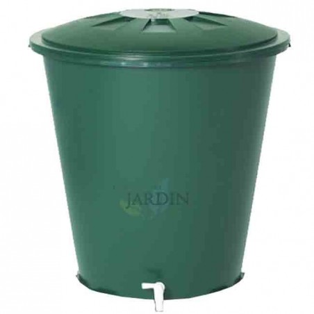 Depósito de Agua de Polipropileno 200 L Graf. Recuperador de agua con Tapadera + Grifo, 77x80 cm, verde