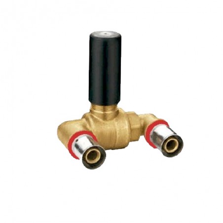 Válvula de esfera em forma de U para tubo multicamadas de 16 mm, uso com máquina de crimpagem, cinza