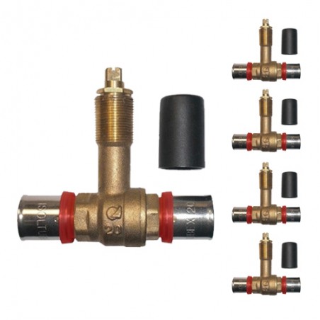 Pack 5 x Ball valve for 16 mm multilayer tube, for use with crimping machine, gray