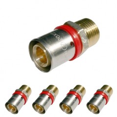 5 Stück Außengewinde 1/2'' für Mehrschichtrohr 16mm, Verwendung mit Crimpmaschine, grau