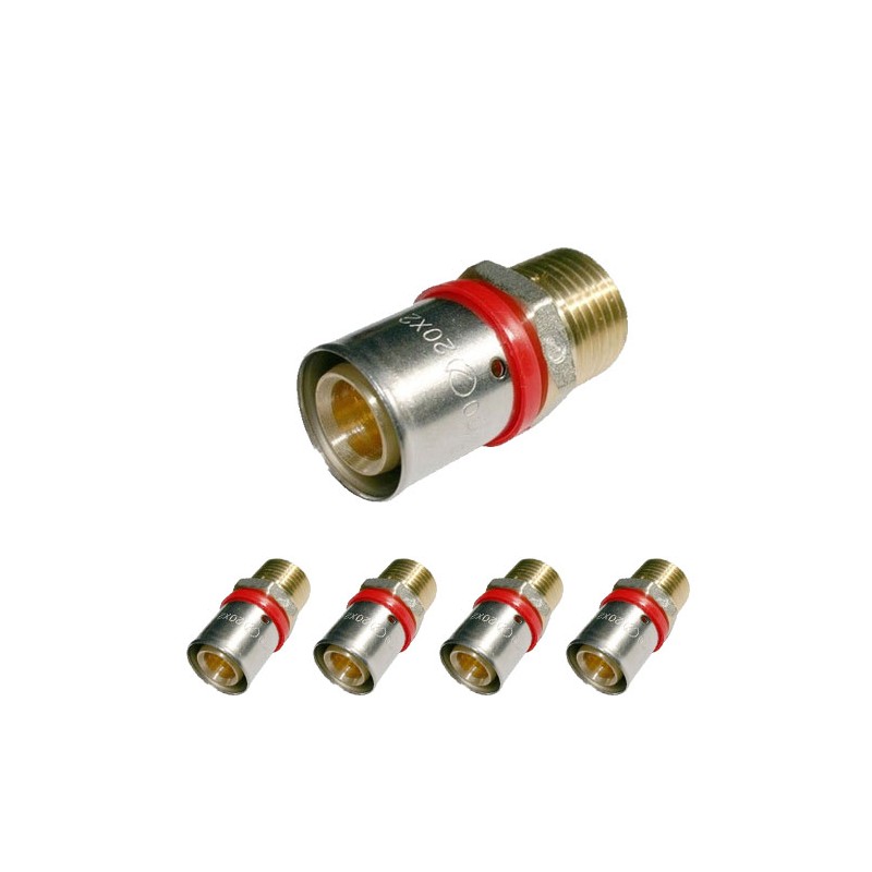 Packung mit 5 x 1/2"-Steckern für 16-mm-Mehrschichtrohre, Verwendung mit Crimpmaschinen, grau…