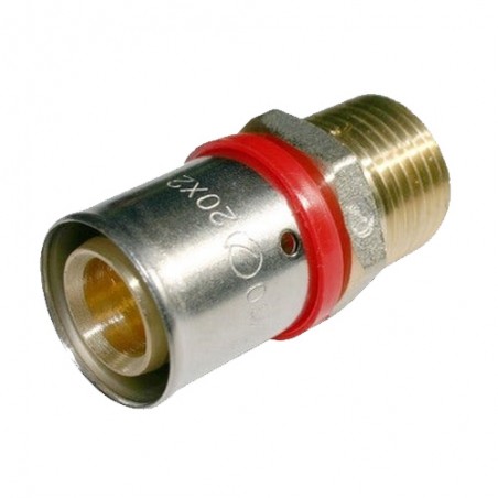 1/2'' male fitting for 16 mm multilayer tube, use with crimping machine, gray