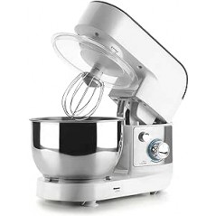 Mixeur en acier inoxydable avec bol de 4 litres, 6 vitesses, dimensions 35x22x30 cm, couleur blanc