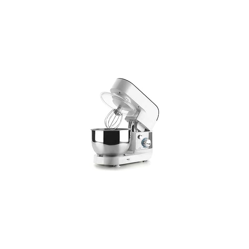 Stainless steel mixer with 4-liter bowl, 6 speeds, dimensions 35x22x30 cm, white color