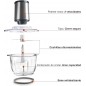Coupe-Automatique, Hachoir, Hachoir à Lames Ultra Résistantes, Sans BPA, 2 vitesses 1,2 litres Coupe-Automatique, Hachoir, Hachoir à Lames Ultra Résistantes, Sans BPA, 2 vitesses 1,2 litres