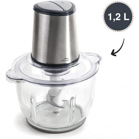 Picador de alimentos automático, picador de alimentos, picador com lâminas ultrarresistentes, sem BPA, 2 velocidades, 2 litros