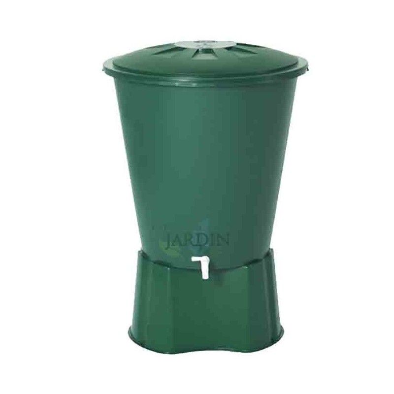 Réservoir d'eau en polypropylène 200 L. Recuperateur d Eau 77x80 cm, avec socle de support 60x33 cm, vert