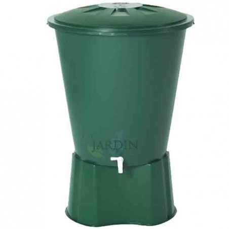 Réservoir d'eau en polypropylène 200 L. Recuperateur d Eau 77x80 cm, avec socle de support 60x33 cm, vert
