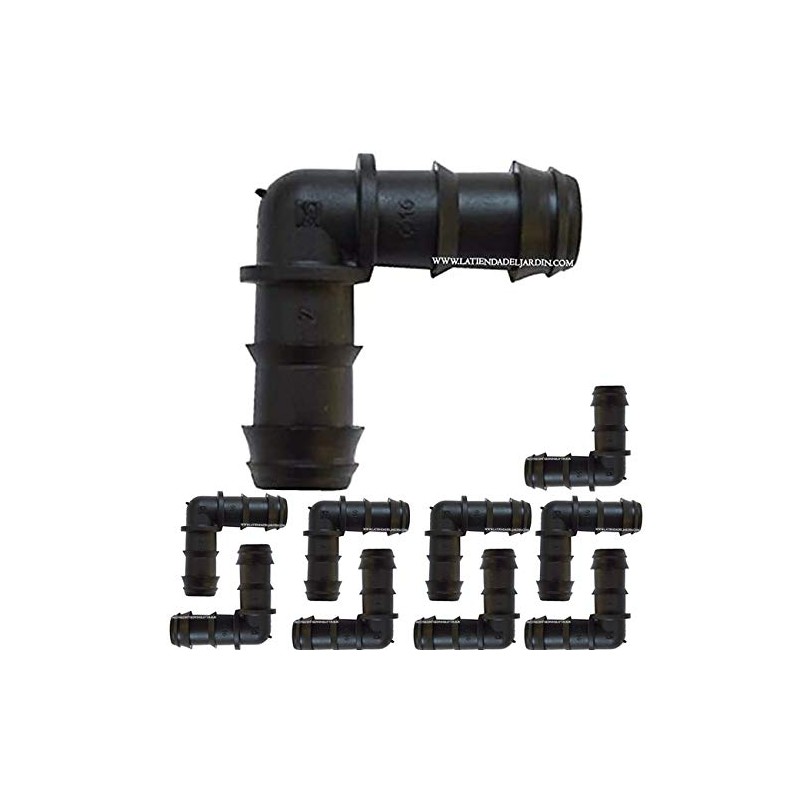 20 x Codo 16mm riego por goteo negro