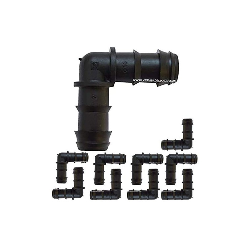 Pack 20 Codo Riego por Goteo 16mm | Codo conector tuberia 16 mm | Codo Goteo para Manguera de Riego 16mm negro Pack 20 Codo Riego por Goteo 16mm | Codo conector tuberia 16 mm | Codo Goteo para Manguera de Riego 16mm negro