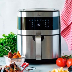 Ecofry Oil-Free Fryer, Exclusive Recipe Book in 3 Languages, Touch Screen, 8 Programs, 1700 W, 5.5L Capacity
