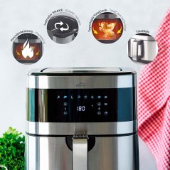 Ecofry Oil-Free Fryer, Exclusive Recipe Book in 3 Languages, Touch Screen, 8 Programs, 1700 W, 5.5L Capacity