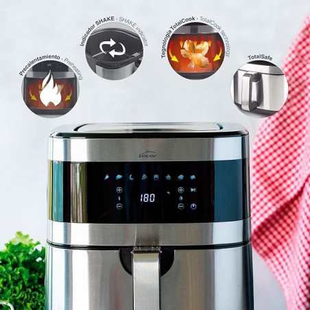 Ölfreie Fritteuse Ecofry, exklusives Rezeptbuch in 3 Sprachen, Touchscreen, 8 Programme, 1700 W, 5,5 l Fassungsvermögen