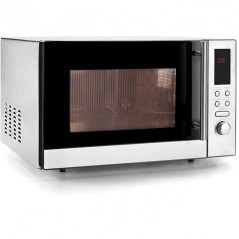 Microondas Profesional con Plato Giratorio, Color Plateado Capacidad de 23 litros, Potencia 800 W